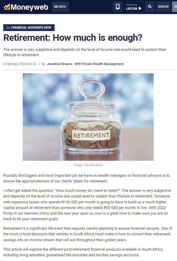 news article clipping from money and financial website 