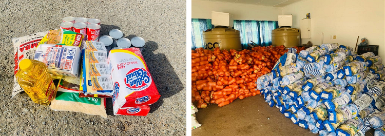 local South African citizens participating in food parcel distribution during the Covid-19 crisis