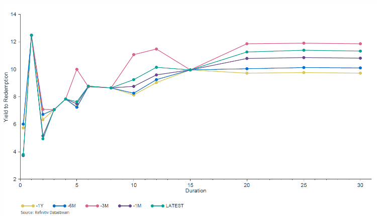 Graph by NFB Asset Management showing South Africa's Yield Curve