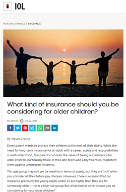 What kind of insurance should you be considering for older children?